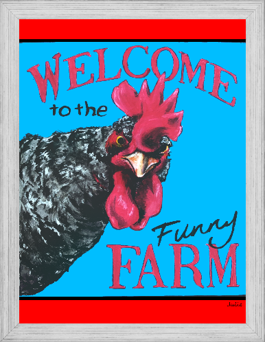 A Rooster's Funny Farm on Canvas Prints
