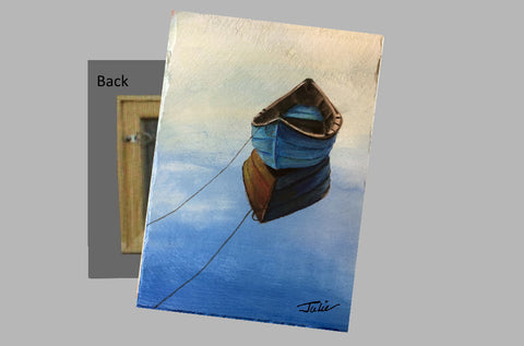 Anchored Boat on a Metal Print
