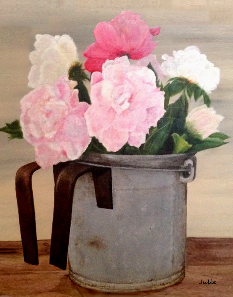 Country Vase on a Metal Print