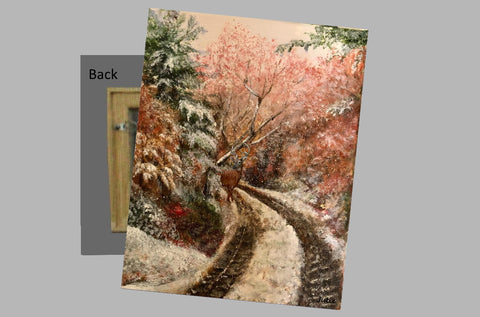 Snowy Country Road on a Metal Print