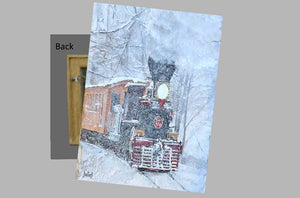 Train in the Snow on a Metal Print