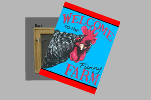 A Rooster's Funny Farm on a Metal Print