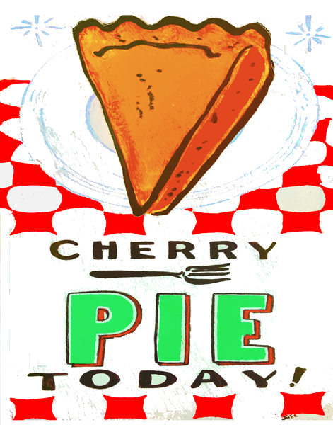 Retro Cherry Pie on a Metal Print
