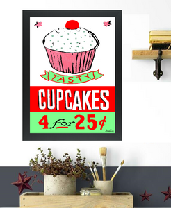 Retro Cupcakes on Canvas Prints