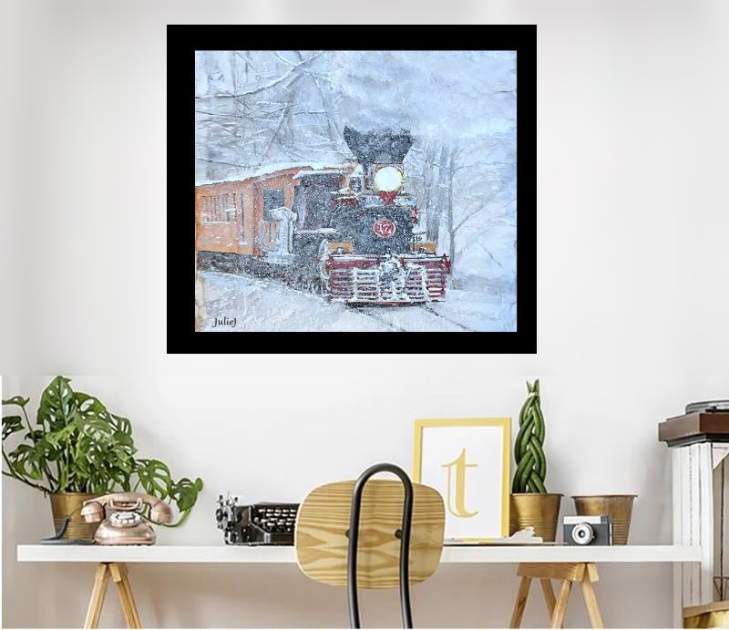 Train in the Snow on Canvas Prints